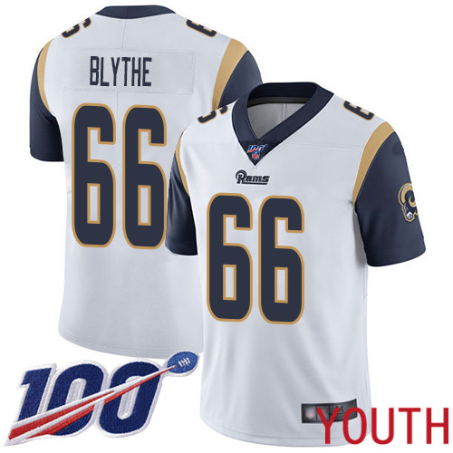 Los Angeles Rams Limited White Youth Austin Blythe Road Jersey NFL Football 66 100th Season Vapor Untouchable